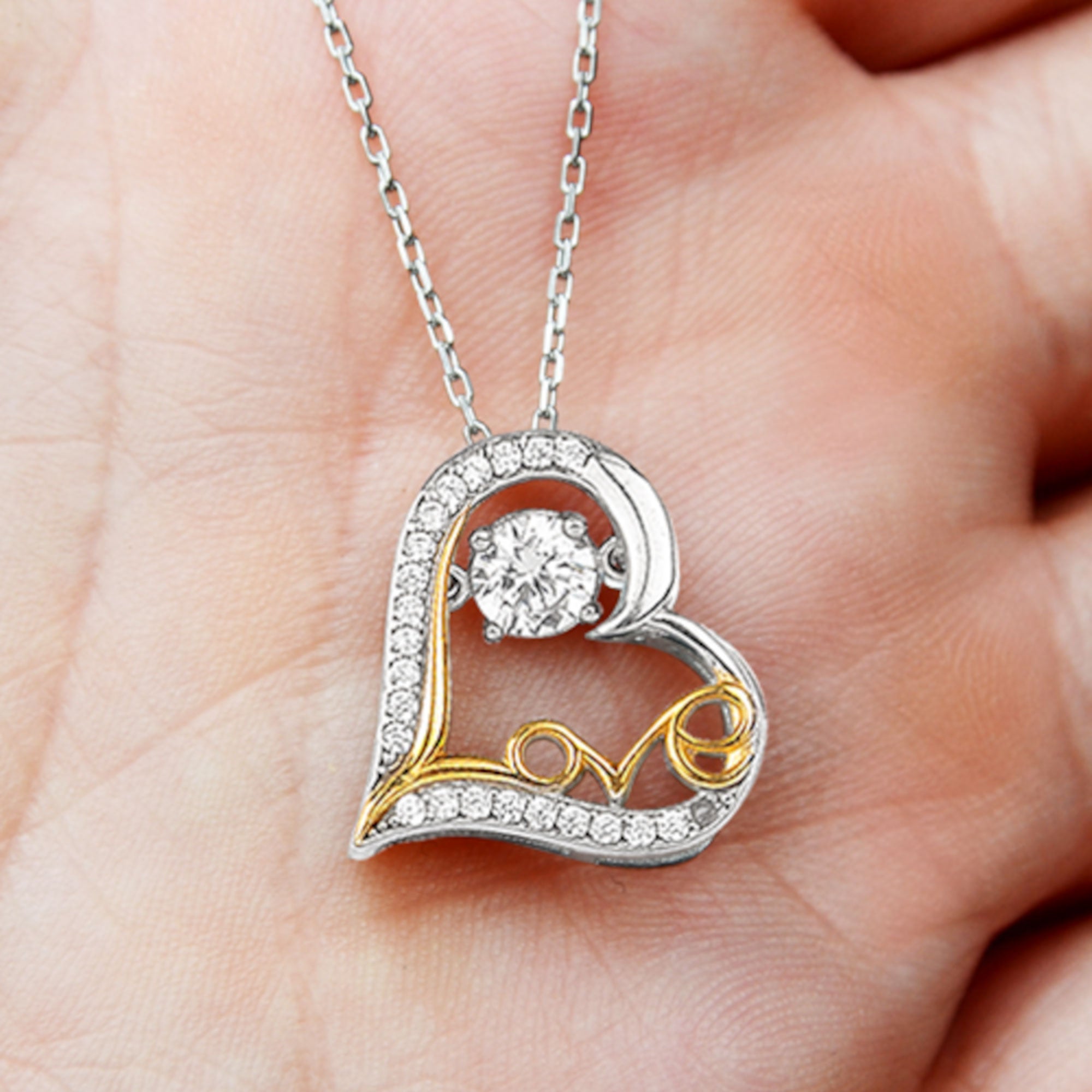 Gift for Daughter - Mother and Daughter Forever As One - Love Dancing Heart Pendant Necklace - Mallard Moon Gift Shop