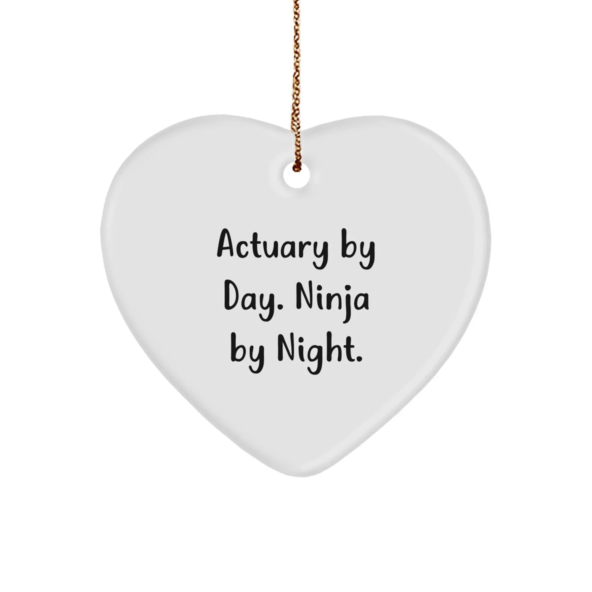 Unique Actuary Gifts from Friends - Funny Heart Ornament for Actuary By Day Ninja By Night Christmas Unique Gifts