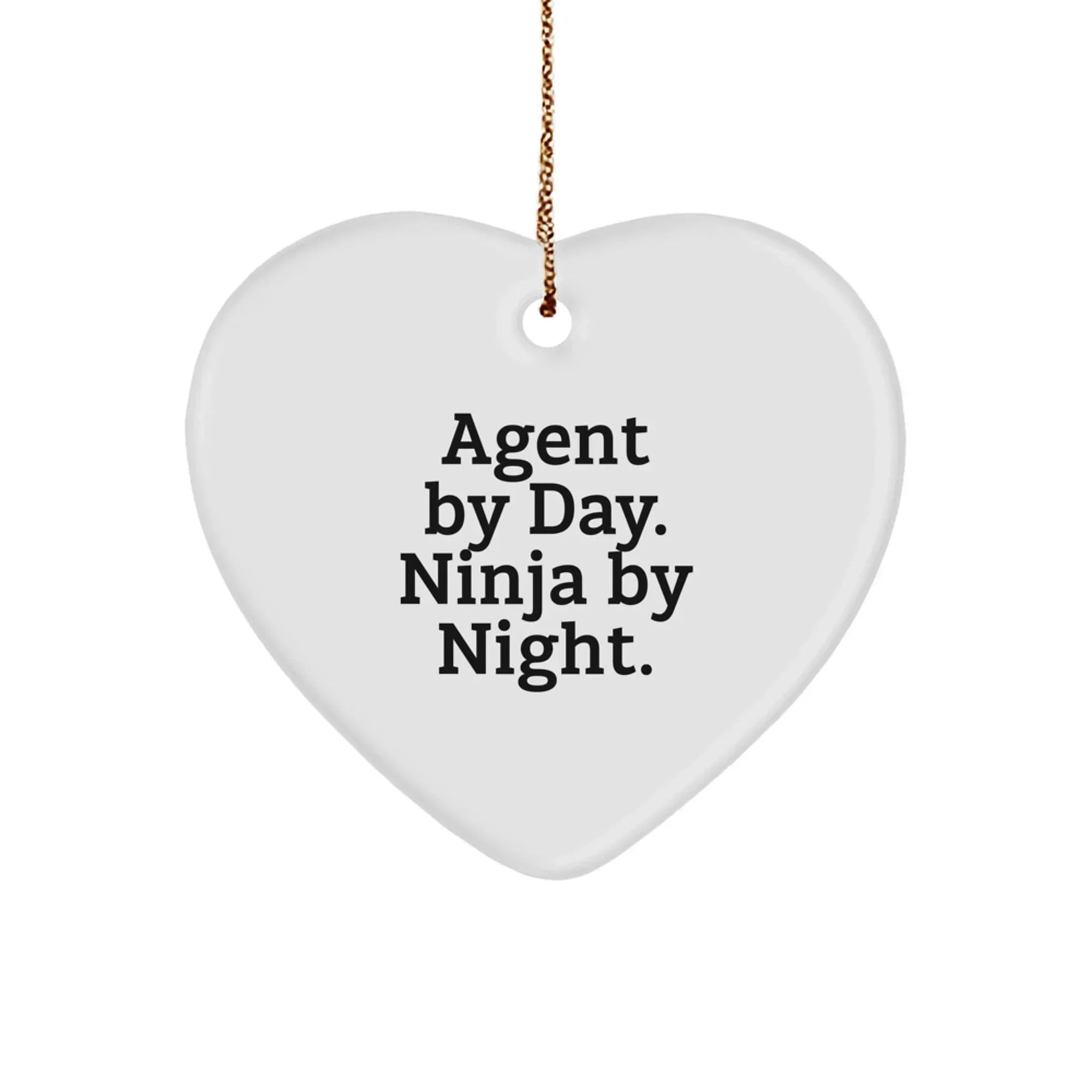 Funny Agent By Day Ninja By Night Heart Ornament Gifts from Coworkers for Agents Unique Christmas Decorations