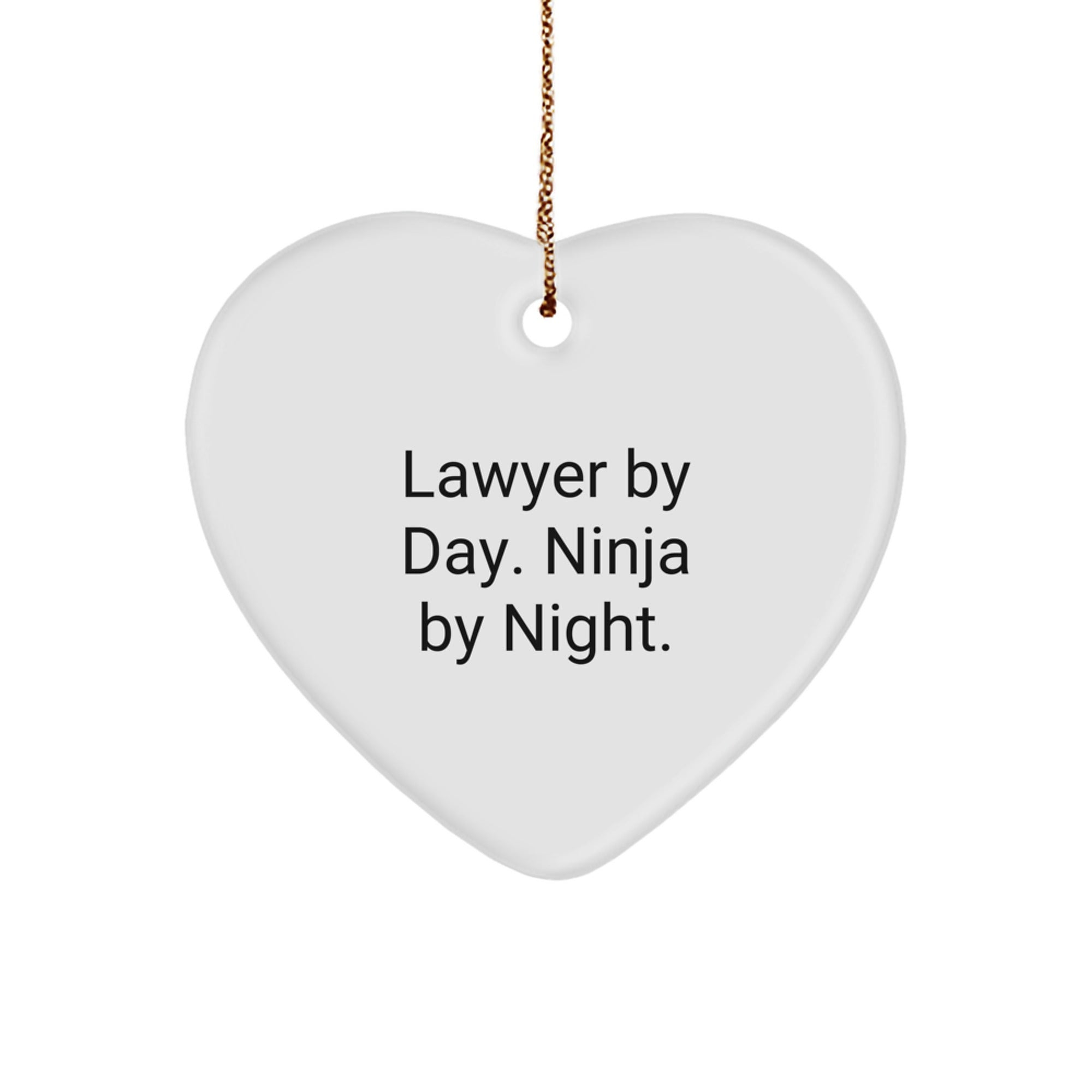Funny Lawyer Gifts from Men to Lawyer Friends - Lawyer By Day. Ninja By Night. Heart Ornament for Christmas Unique Gifts - Image 1