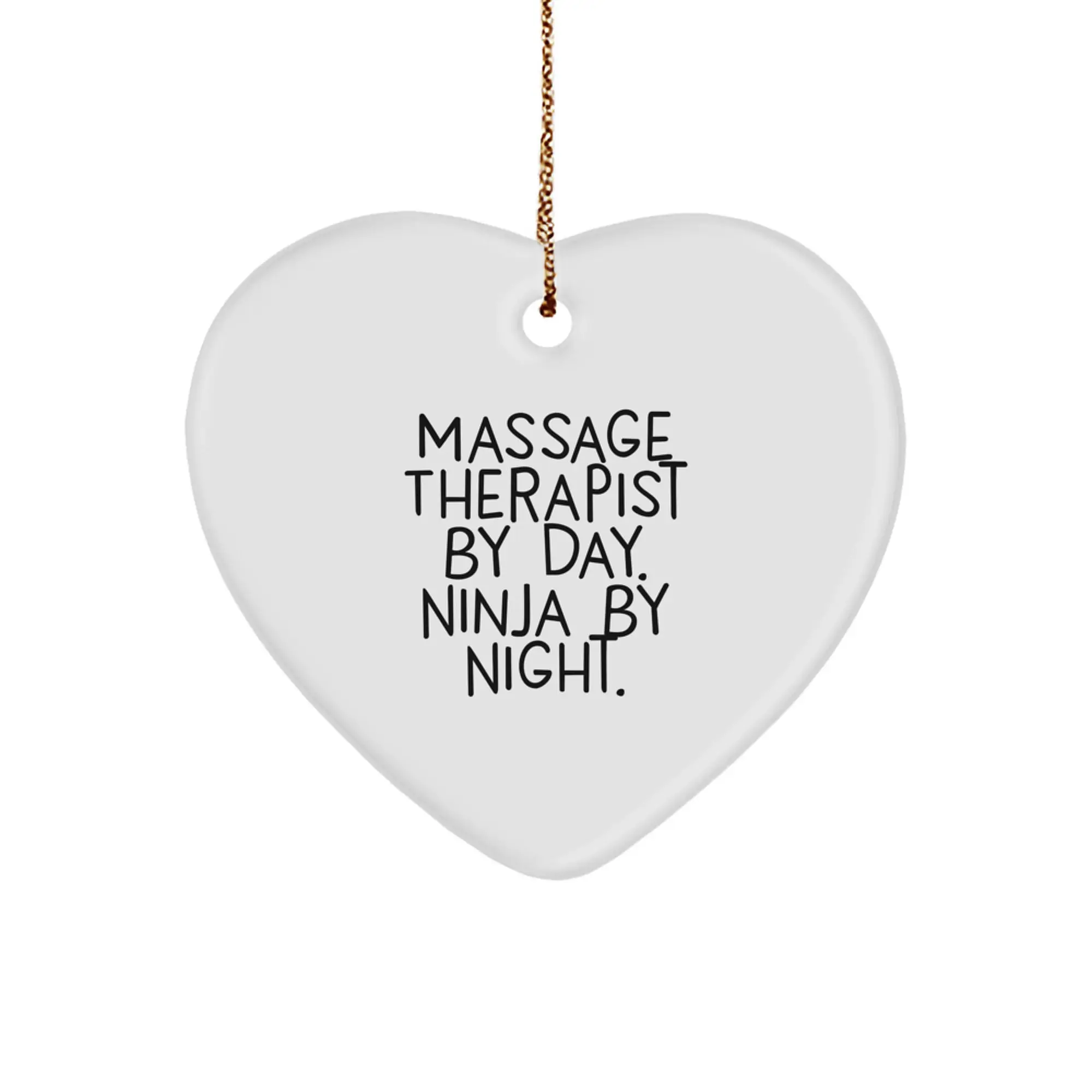 Funny Massage Therapist Gifts from Men to Friends - Massage Therapist By Day, Ninja By Night Heart Ornament, Unique Christmas Unique Gifts for Coworkers - Image 1