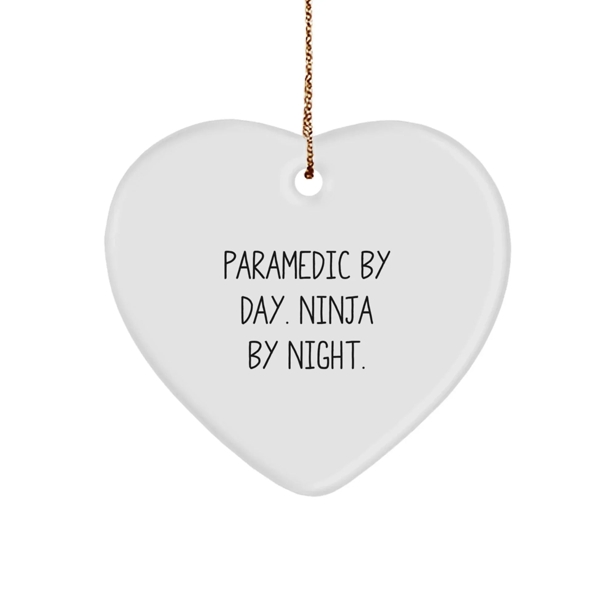 Funny Rescue Worker Gifts for Rescue Worker Men, Rescue Worker Heart Ornament with 'Rescue Worker By Day. Ninja By Night.' Quote, Christmas Unique Gifts for Rescue Worker Friends and Family