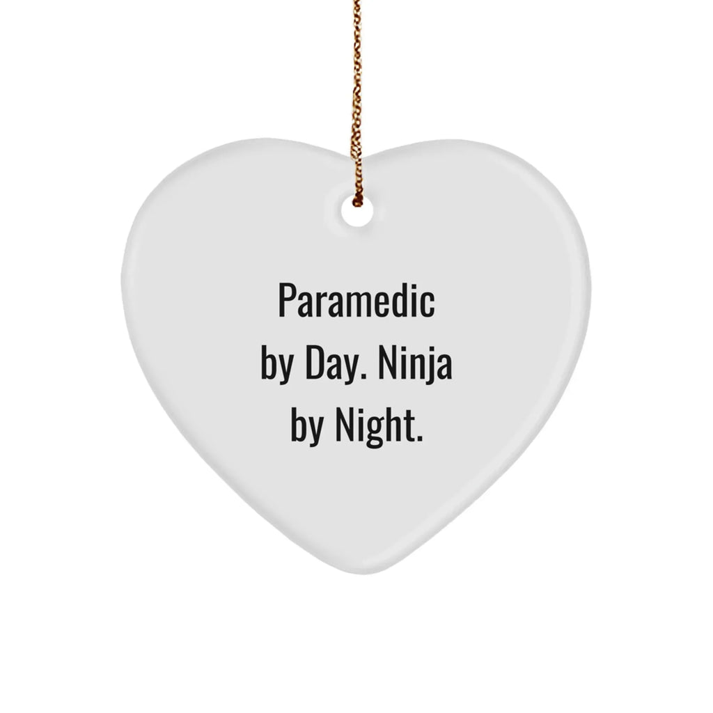 Funny Rescue Worker Gifts for Men - Rescue Worker By Day. Ninja By Night. Christmas Unique Heart Ornament