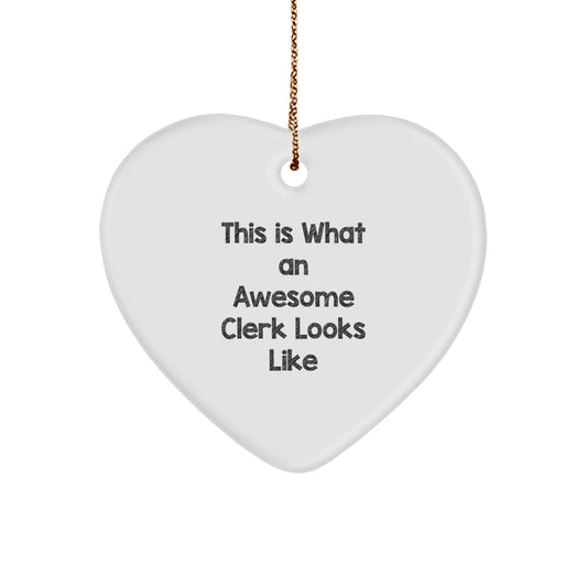 Funny Clerk Heart Ornament Gifts from Friends for Men, Women and Coworkers - Christmas Unique Gifts Idea - Image 1