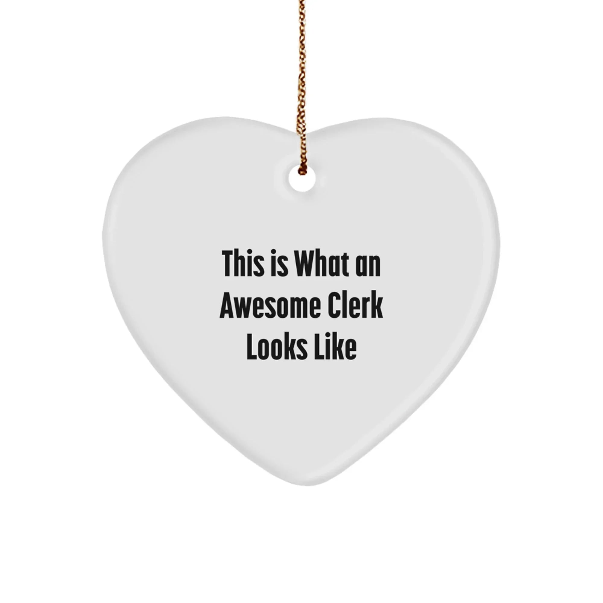 Cute Clerk Heart Ornament Gifts for Men, Funny Heart Shaped Desk Accessories for Coworkers, Christmas Unique Gifts from Friends