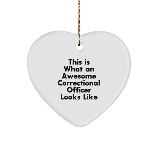 Funny Correctional Officer Gifts from Friends and Family Unique Christmas Memorable Presents for Men and Women Correctional Officer Heart Ornament - Image 1