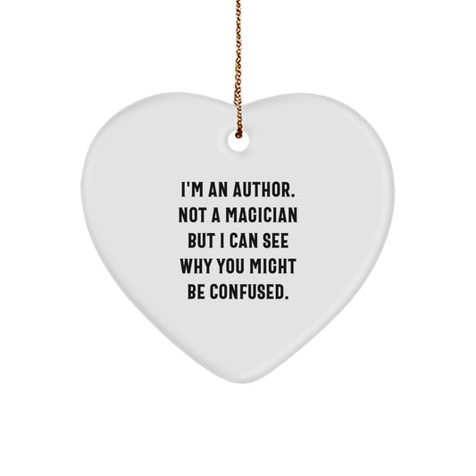 Funny Author Gifts from Men, Wife, Sweetheart, Husband, Family, Friends, Christmas Unique Gifts for Author, Author's Heart Ornament, Author Heart Shaped Ornament - Image 1