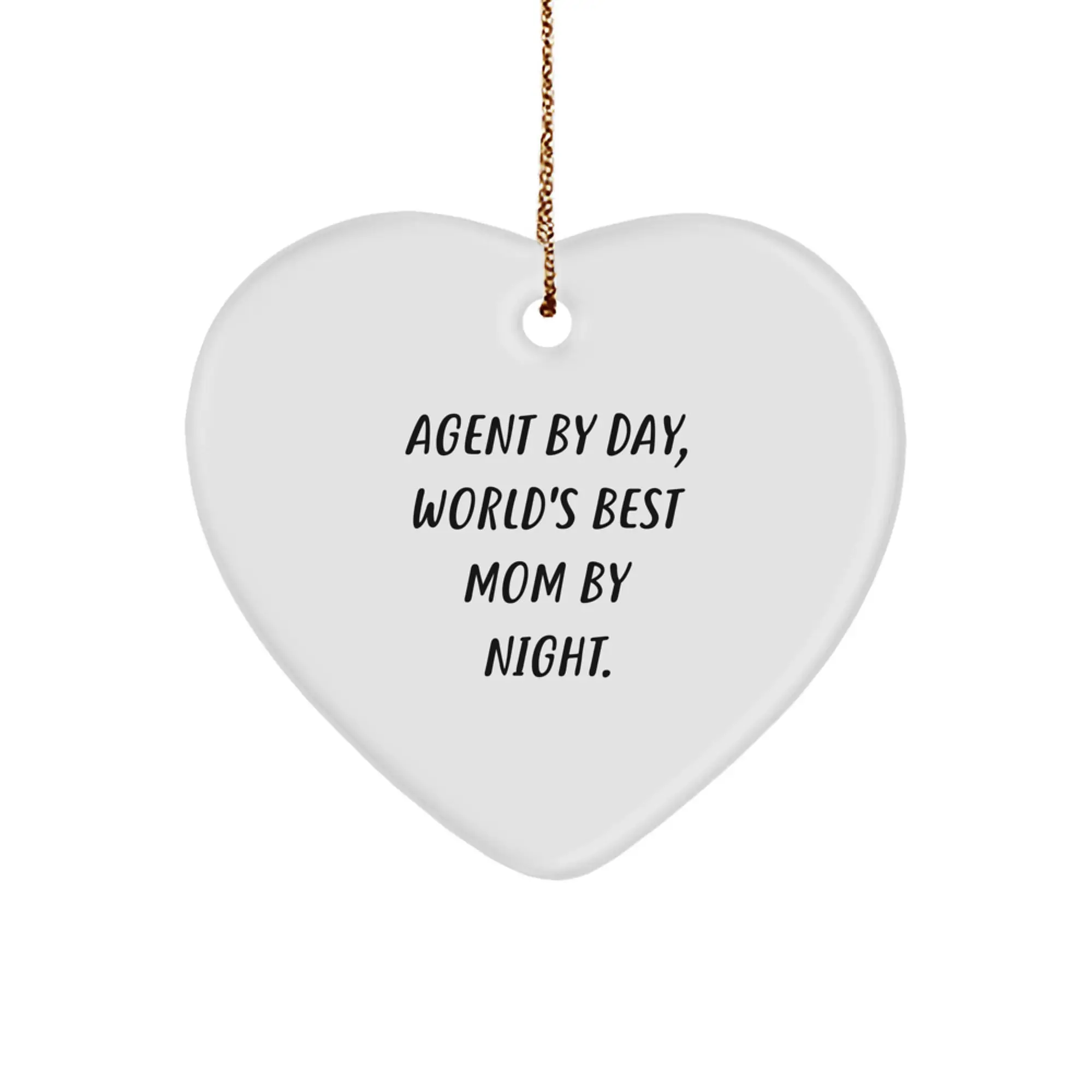 Funny Agent Gifts from Men to Agent | Heart Ornament for Agent, World's Best Mom By Night Agent Agent Gifts - Image 1