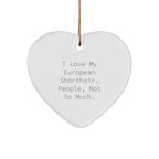 European Shorthair Cat Lovers Funny Heart Ornament Gifts from Family Friends Coworkers, 'I Love My European Shorthair. People, Not So Much.'