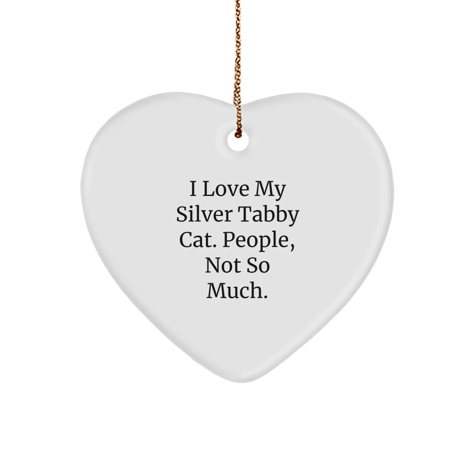 Funny Silver Tabby Cat Heart Ornament Gifts from Family Friends for Christmas Unique
