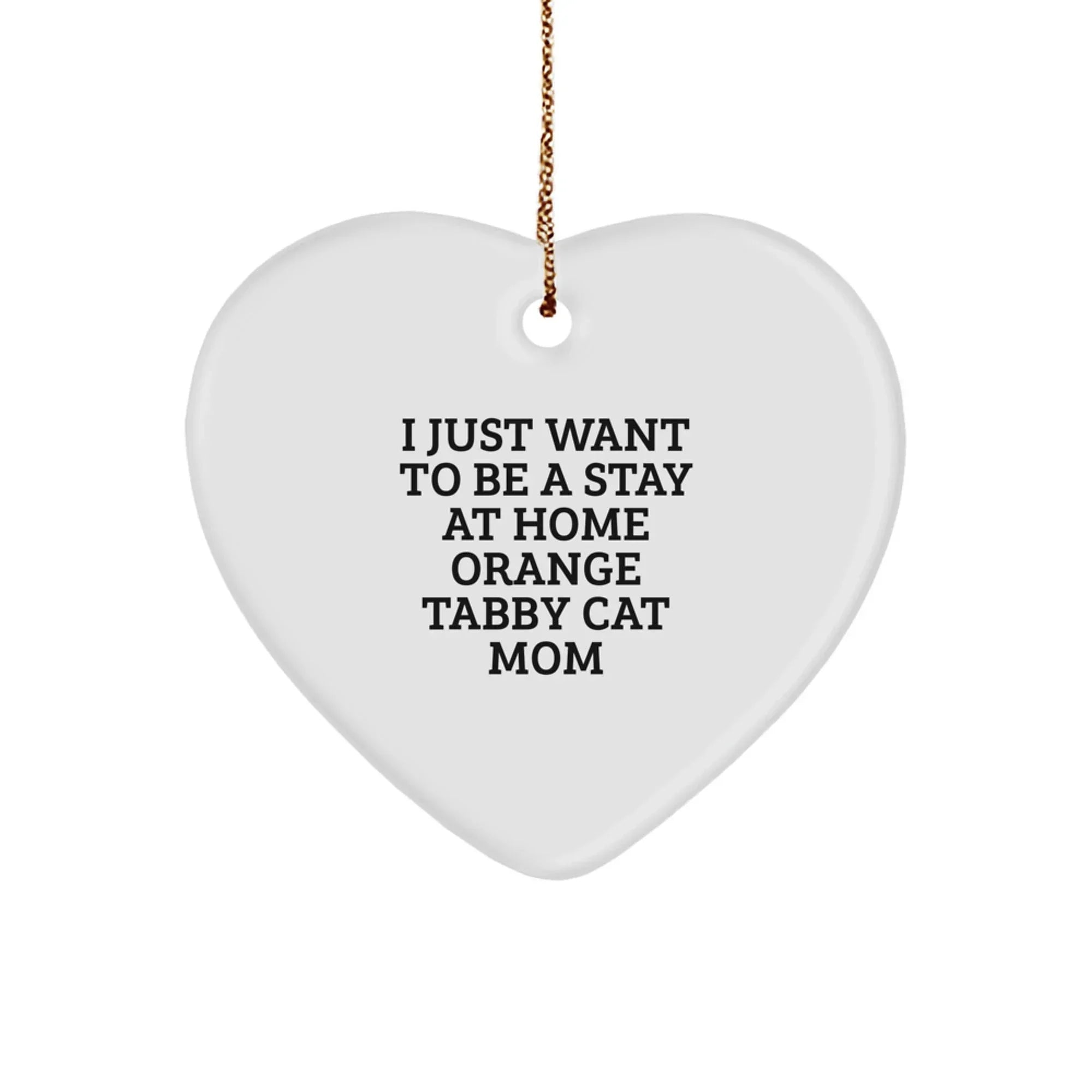 Funny Orange Tabby Cat Mom Heart Ornament, Gifts from Family, Friends or Coworkers for Orange Tabby Cat Lovers at Christmas Time