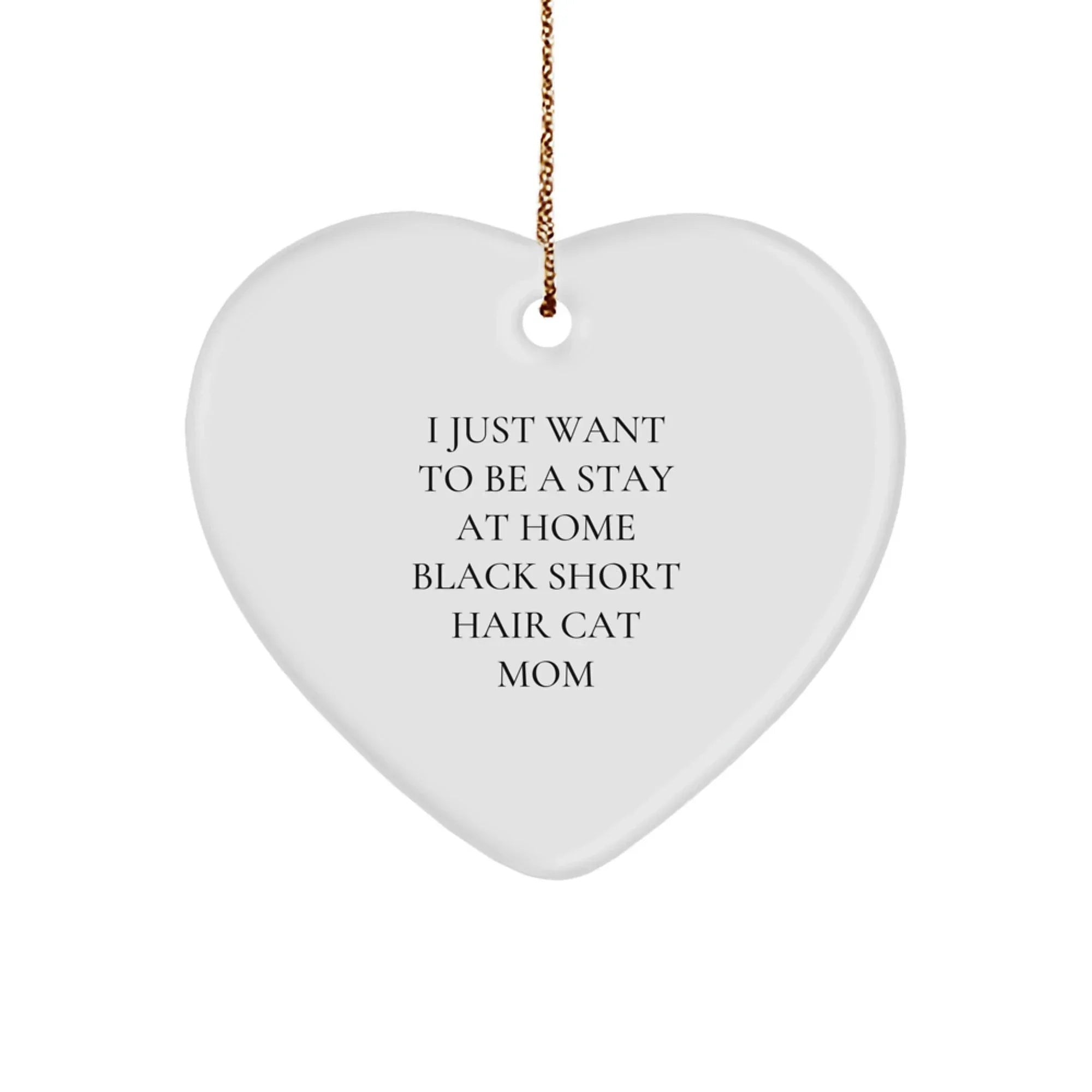Funny Black Short Hair Cat Lover Gifts from Friends, Unique Heart Ornament for Black Short Hair Cat Mom, Christmas Unique Gifts