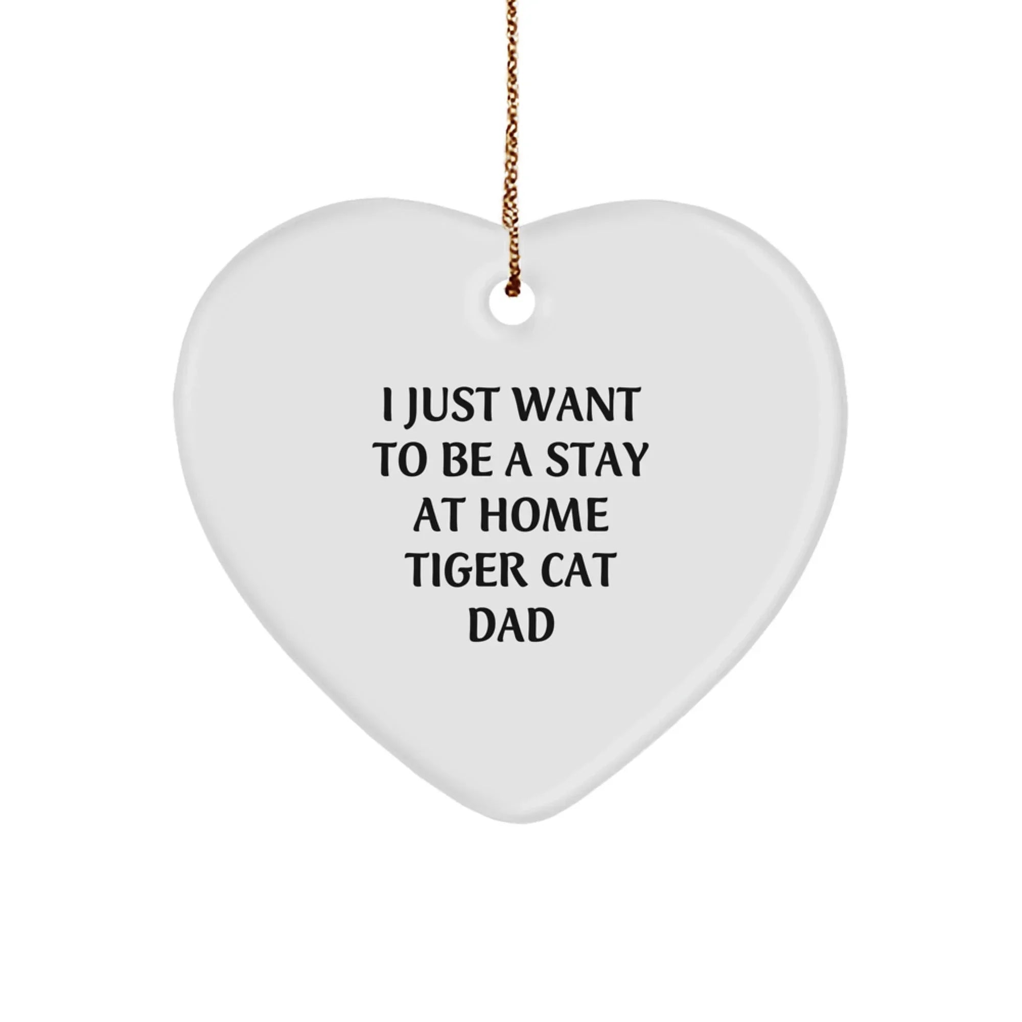Funny Tiger Cat Dad Gifts from Men to Family - Heart Ornament for Tiger Cat Lover, Unique Christmas Decorations