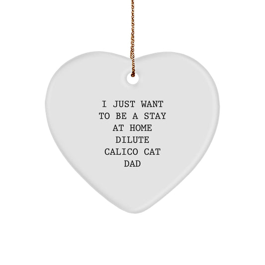 Dilute Calico Cat Dad's Heartfelt Christmas Unique Gift, 'I Just Want To Be A Stay At Home Dilute Calico Cat Dad', Heart Ornament Gifts from Men to Family