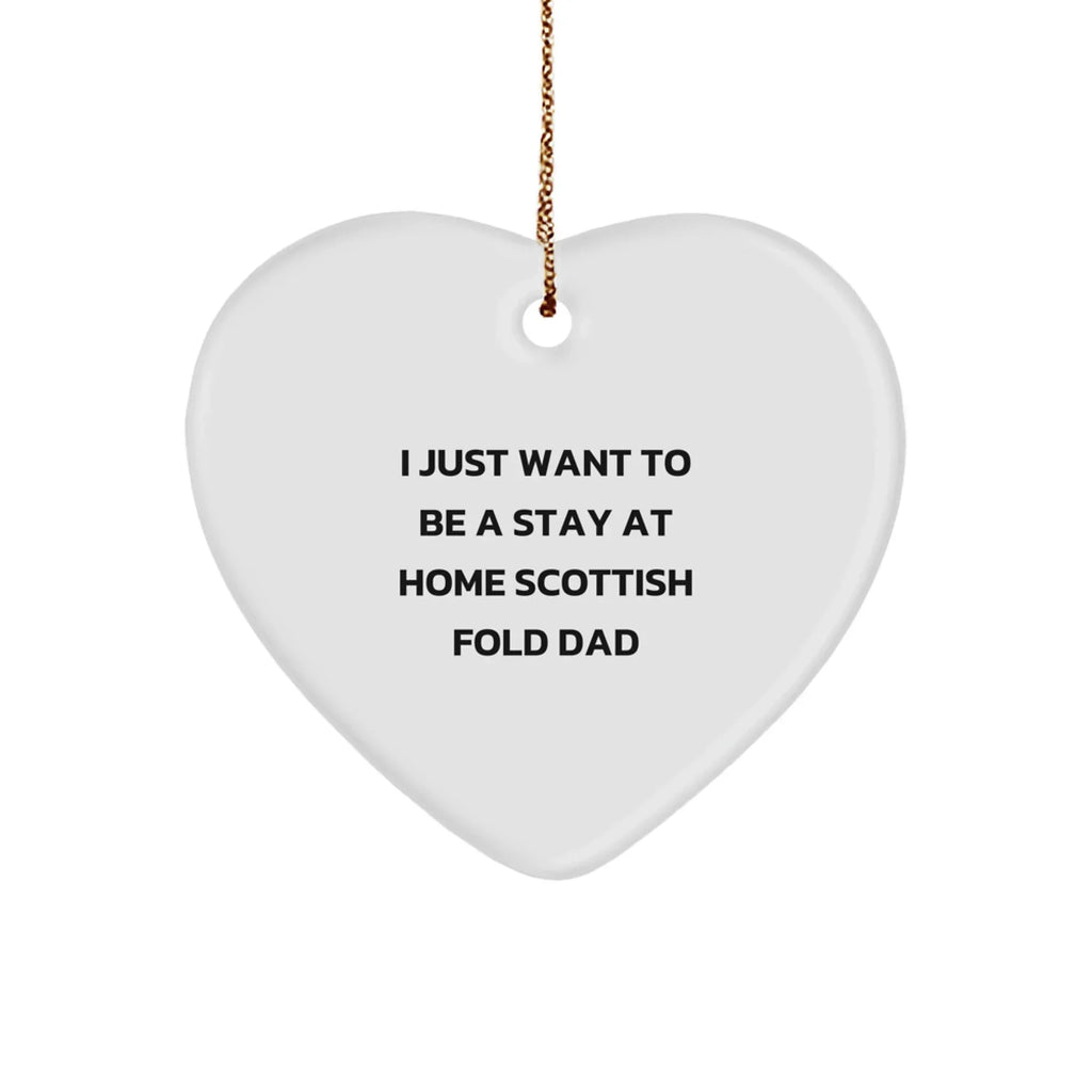 Funny Scottish Fold Cat Dad Gifts for Him from Friends and Family - Heart Ornament for Christmas