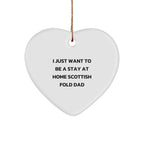 Funny Scottish Fold Cat Dad Gifts for Him from Friends and Family - Heart Ornament for Christmas