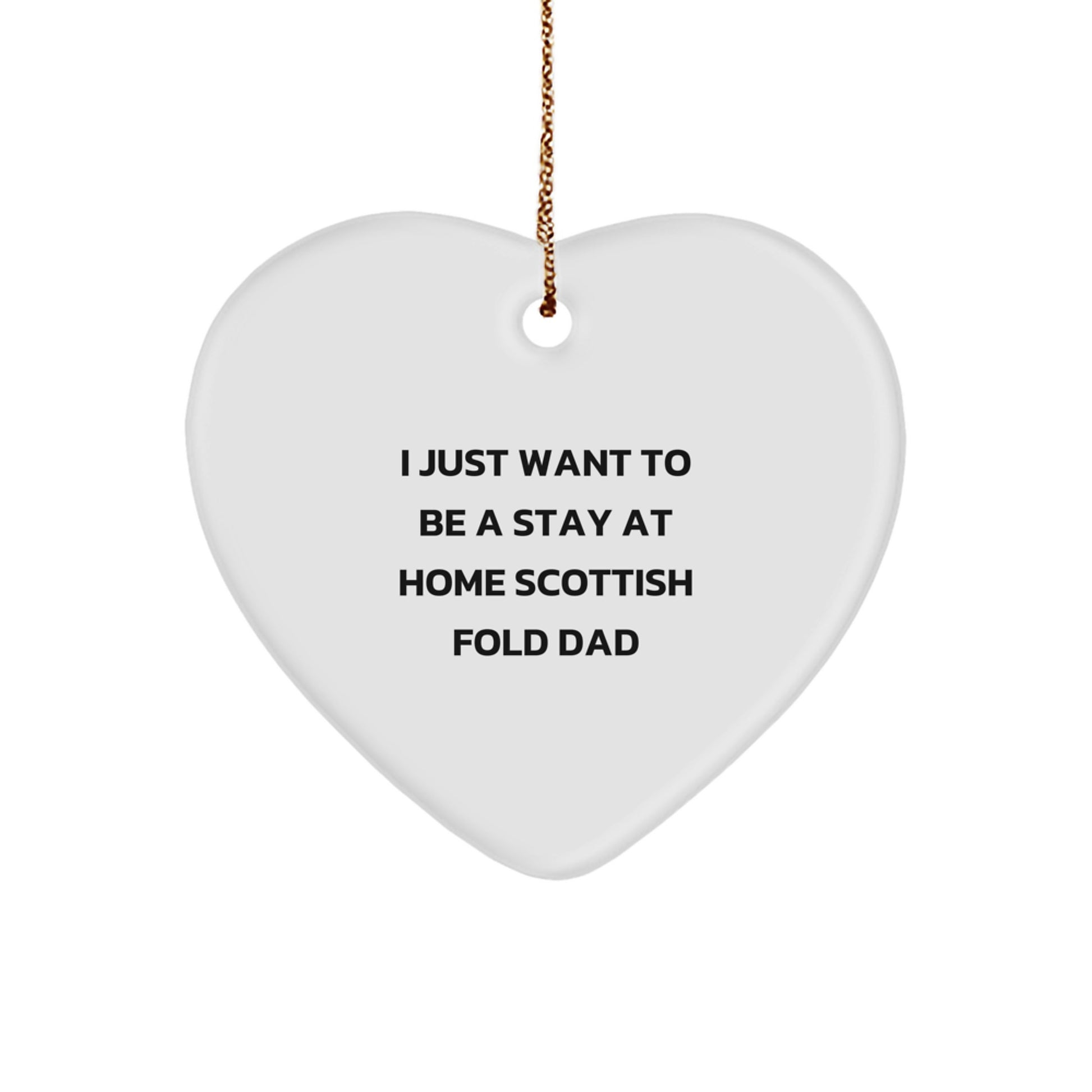 Funny Scottish Fold Cat Dad Gifts for Him from Friends and Family - Heart Ornament for Christmas