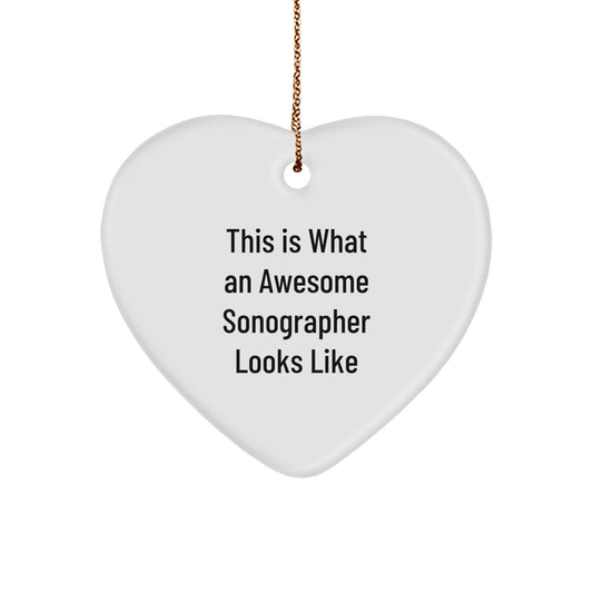 Funny Sonographer Gifts from Men - This Is What An Awesome Sonographer Looks Like Heart Ornament, Gifts for Sonographer, Christmas Unique - Image 1