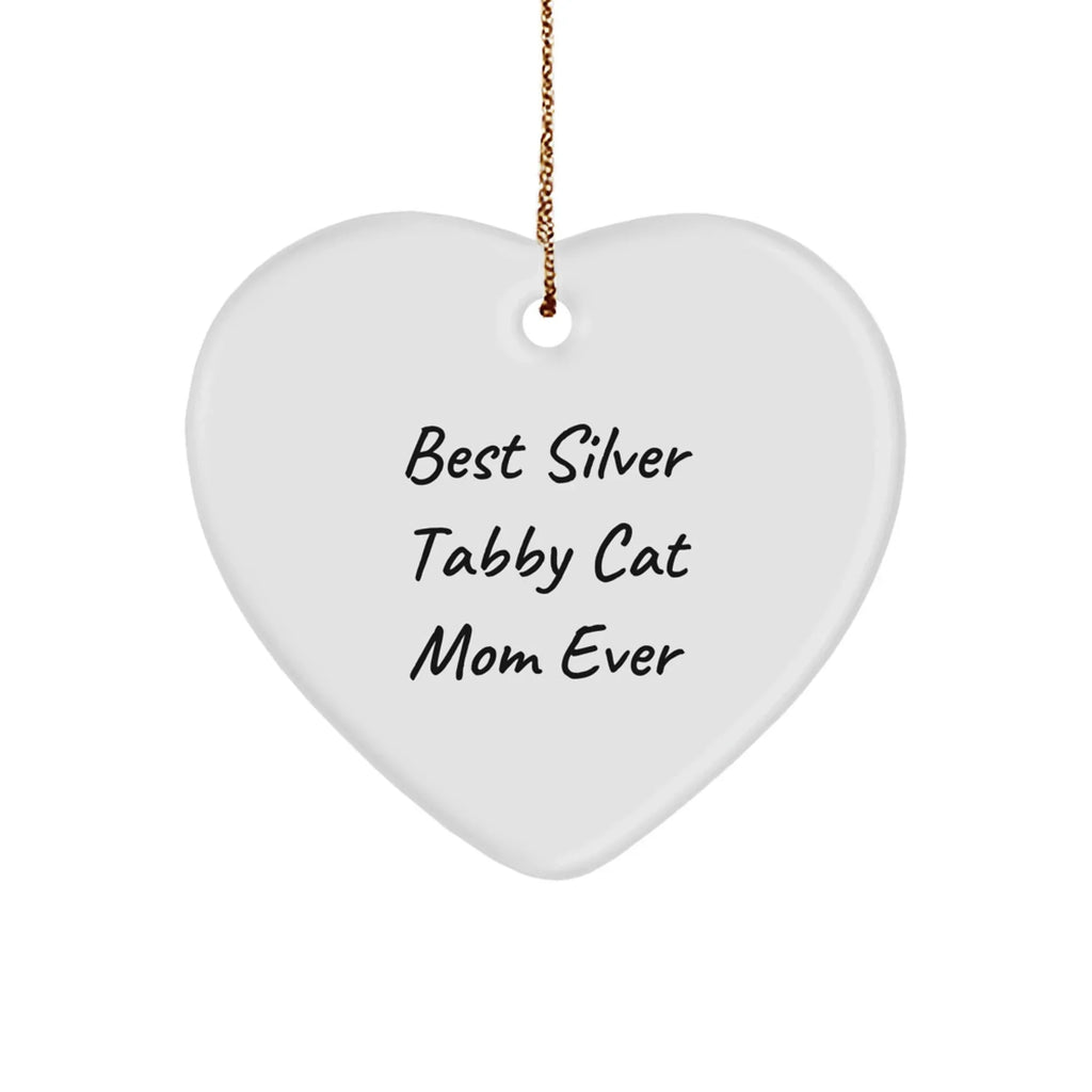 Silver Tabby Cat Heart Ornament for Christmas Unique Gifts - Best Silver Tabby Cat Mom Ever