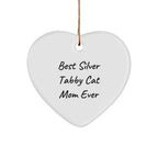 Silver Tabby Cat Heart Ornament for Christmas Unique Gifts - Best Silver Tabby Cat Mom Ever