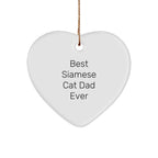 Siamese Cat Dad Ever's Heartfelt Gift for Christmas, Gifts from Family, Unique Heart Ornament for Siamese Cat Lovers, Best Siamese Cat Dad Gifts, Christmas Memorable Presents for Family