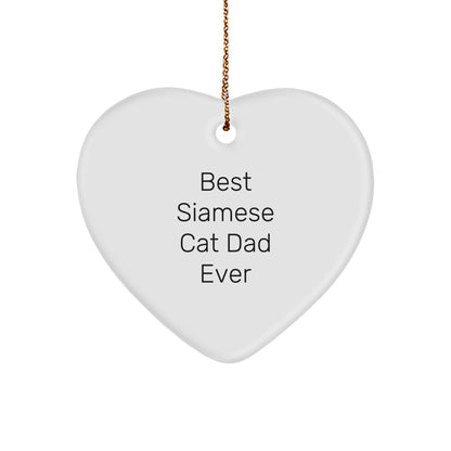 Siamese Cat Dad Ever's Heartfelt Gift for Christmas, Gifts from Family, Unique Heart Ornament for Siamese Cat Lovers, Best Siamese Cat Dad Gifts, Christmas Memorable Presents for Family - Image 1