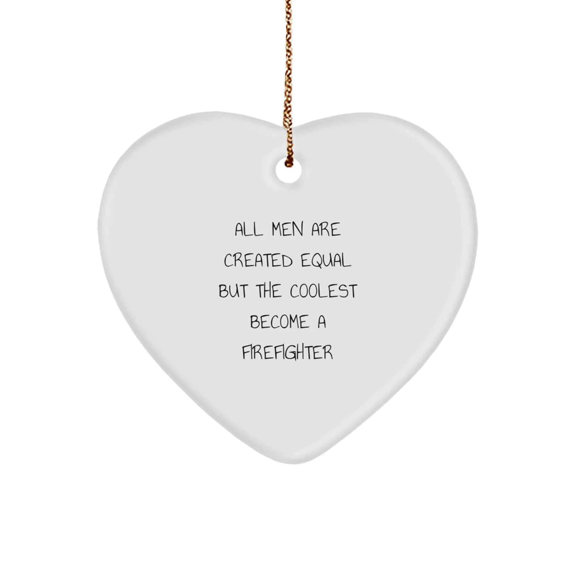 Firefighter White Heart Keepsake Christmas Ornament for Him Gift - Image 1