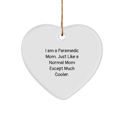 Rescue Worker Heart Ornament Gifts from Men to Rescue Worker Mom, Heart Shaped Christmas Unique Gifts, Funny Quote I Am A Rescue Worker Mom Except Much Cooler - Image 1