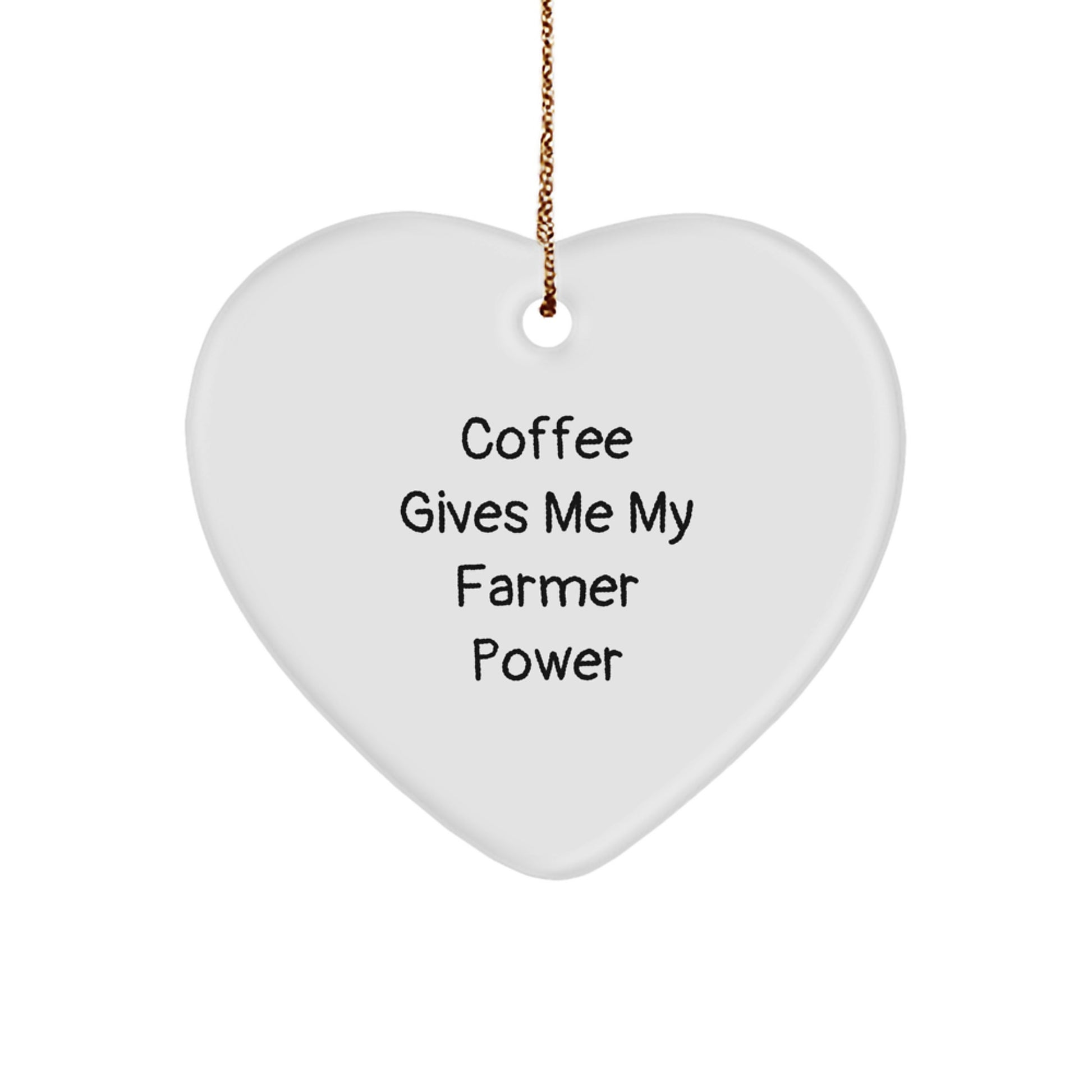 Funny Farmer Gifts from Men to Farmer - Coffee Gives Me Power Heart Ornament for Farmers, Durable MDF Material, Perfect Christmas Unique Gifts - Image 1