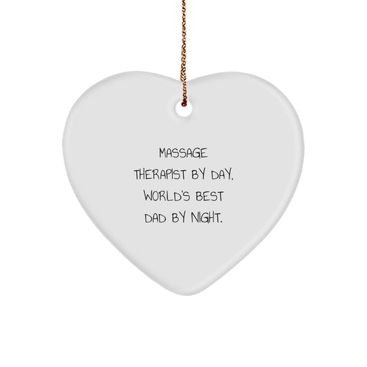 Massage Therapist Gifts from Men, Heart Ornament for Massage Therapist By Day, World's Best Dad By Night., Christmas Unique Gifts for Her - Image 1
