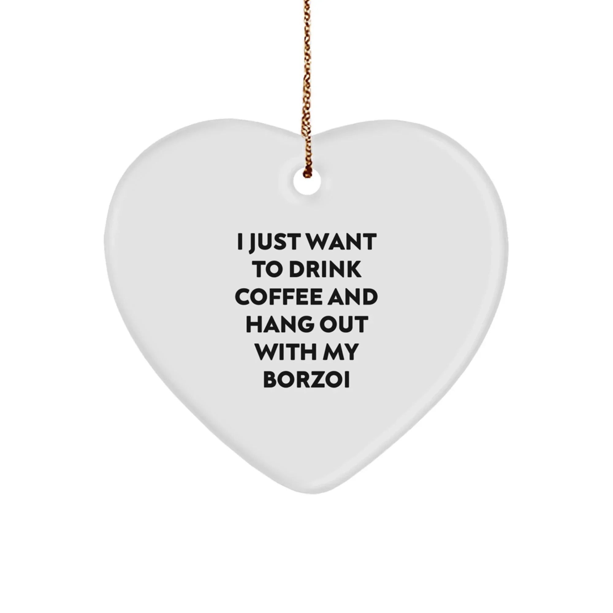 Funny Borzoi Dog Gifts from Men to Borzoi Dog Lovers, Heart Ornament for Christmas Unique Gifts