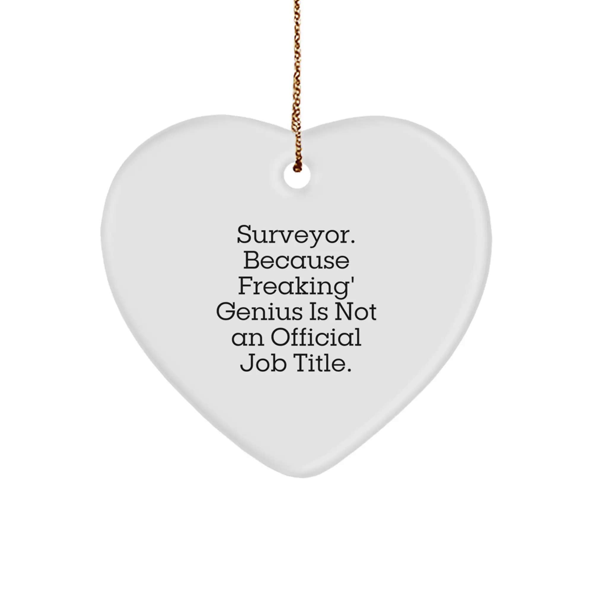Funny Heart Ornament Gifts from Family or Friends for Surveyor - 'Surveyor. Because Freaking' genius Is Not An Official Job Title.' - Image 1