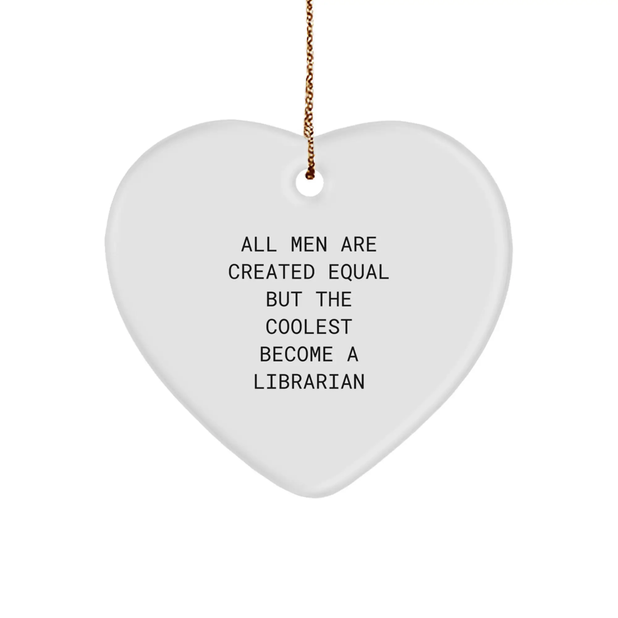 Librarian Keepsake Heart Shaped Christmas Ornament for Him Gift - Image 1