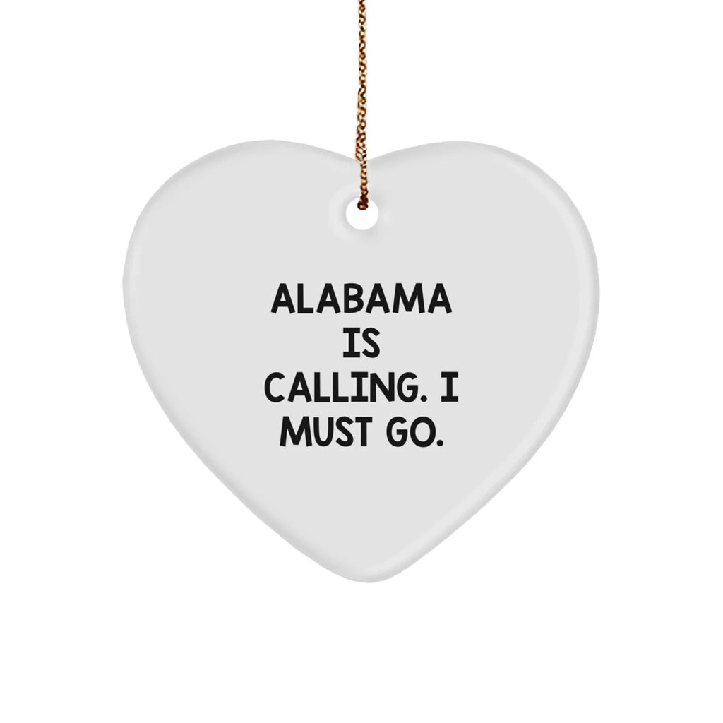 Alabama Pride Heart Ornament - Durable MDF With High Gloss Finish That Resists Fading