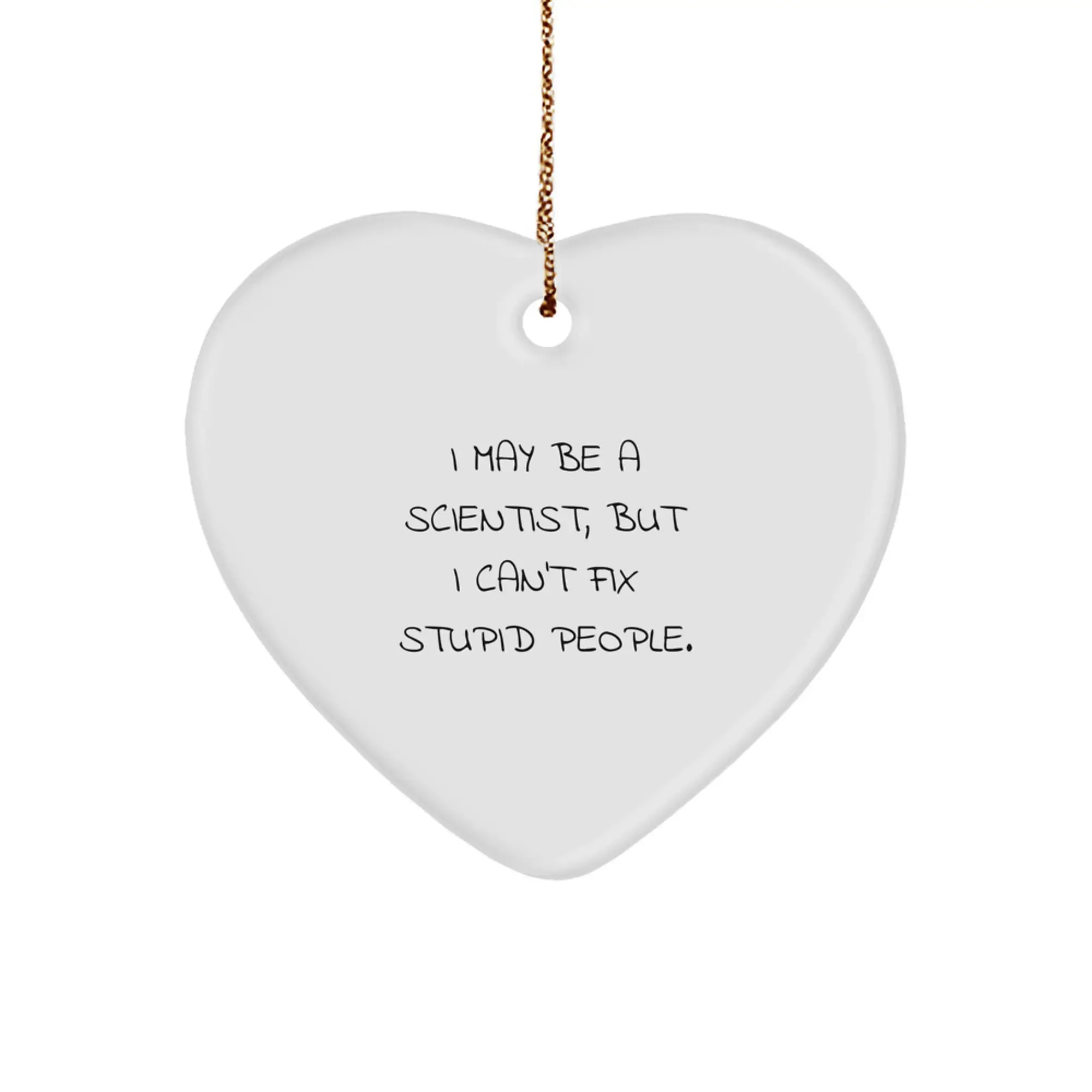 Funny Scientist Gifts for Men, Women, Friends, and Family, Heart Ornament, I May Be A Scientist, But I Can't Fix Stupid People, Unique Christmas Unique Gifts - Image 1