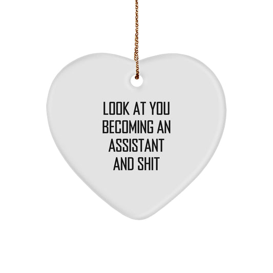 Funny Assistant Gifts from Friends - Look At You Becoming An Assistant And Shit, Heart Ornament, Christmas Unique Gift for Assistant Men, Women, Coworkers, Family - Image 1