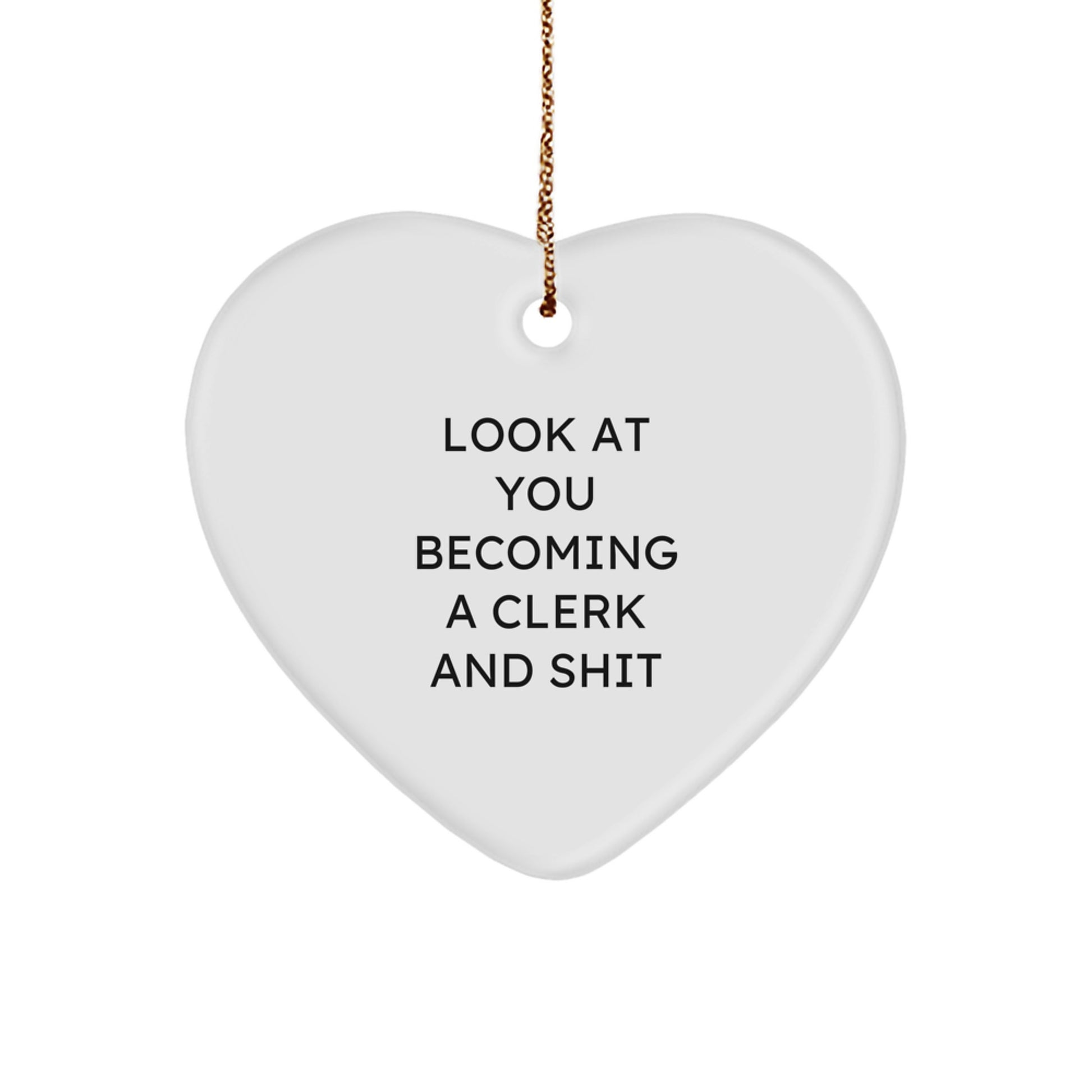 Funny Clerk Heart Ornament Gifts from Friends to Clerk, Heart Ornament Christmas Unique Gifts - Image 1