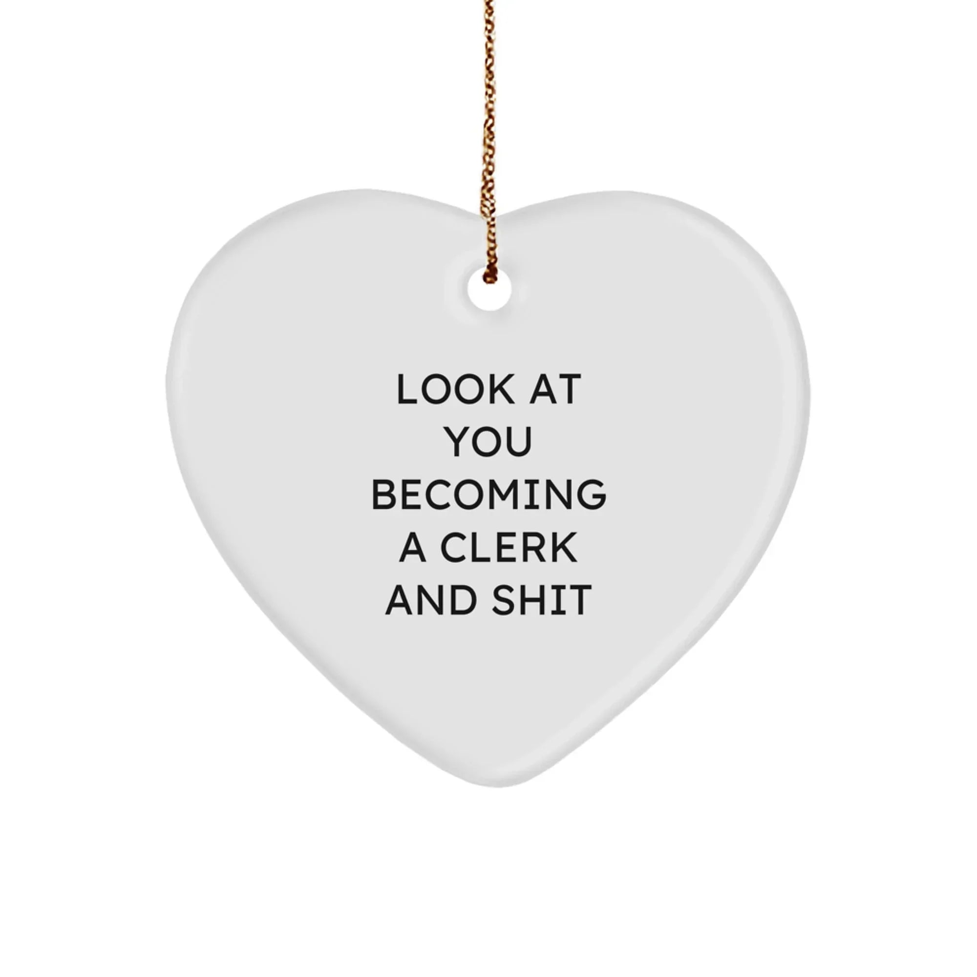 Funny Clerk Heart Ornament Gifts from Friends to Clerk, Heart Ornament Christmas Unique Gifts