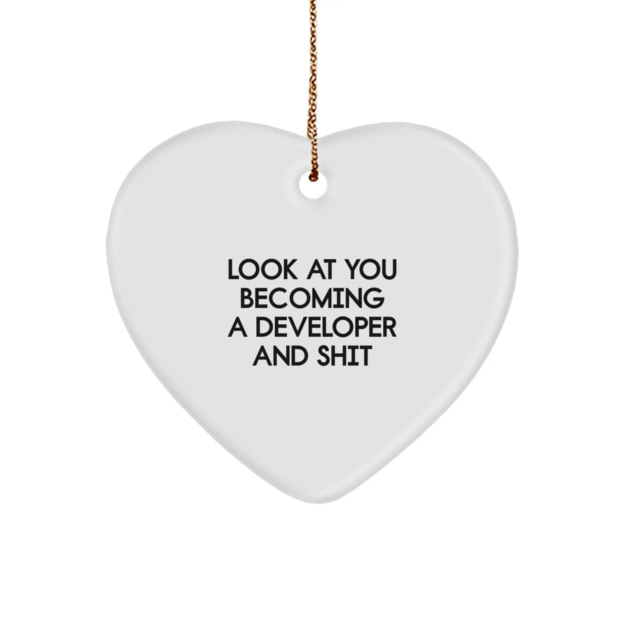 Funny Developer Heart Ornament Gifts from Friends to Coworkers, A Heartfelt Look At You Becoming A Developer And Shit, Christmas Unique Gifts for Men - Image 1