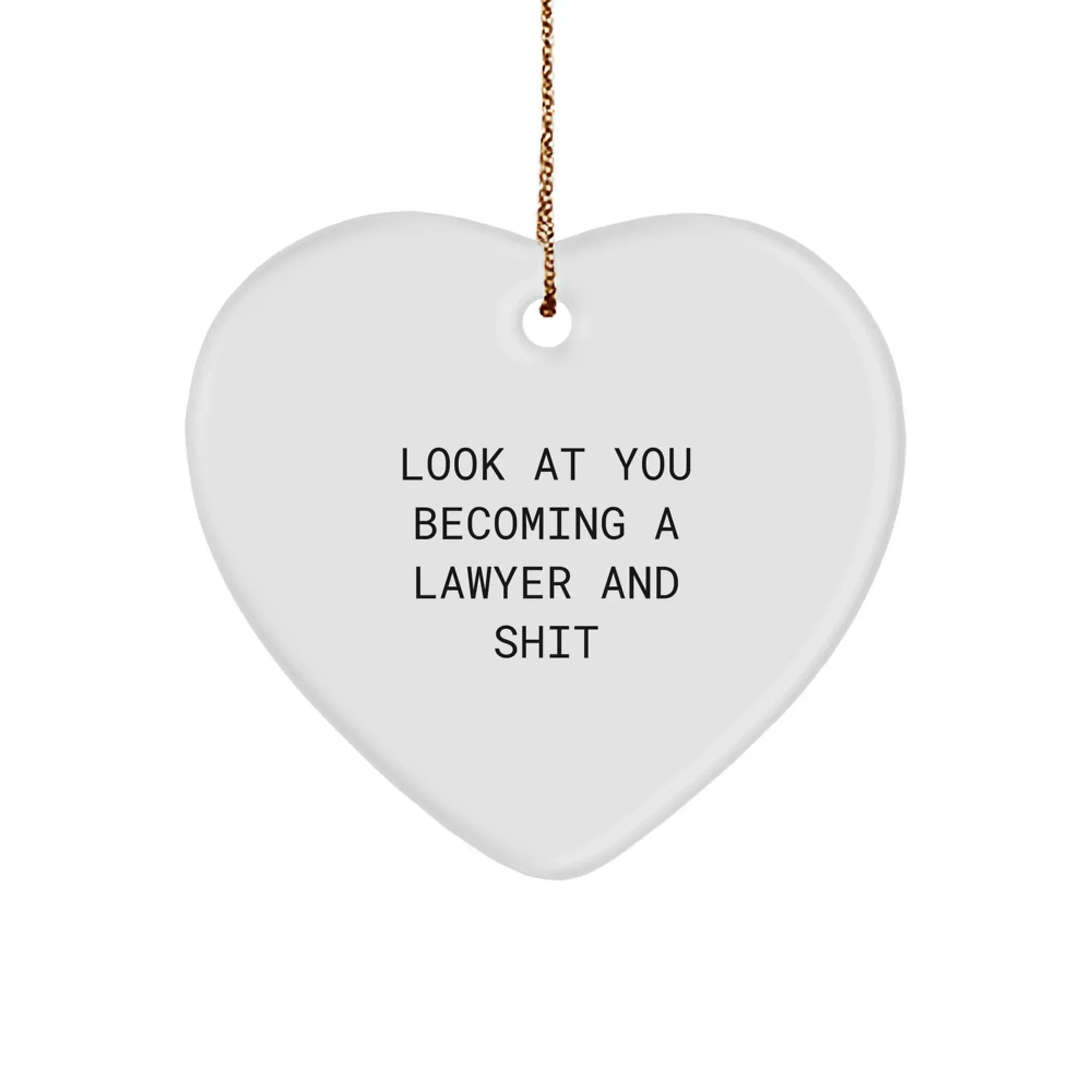 Funny Lawyer Gifts for Christmas, Heart Ornament with 'Look At You Becoming A Lawyer And Shit' Quote, Gifts from Friends to Family, Lawyer Heart Ornament