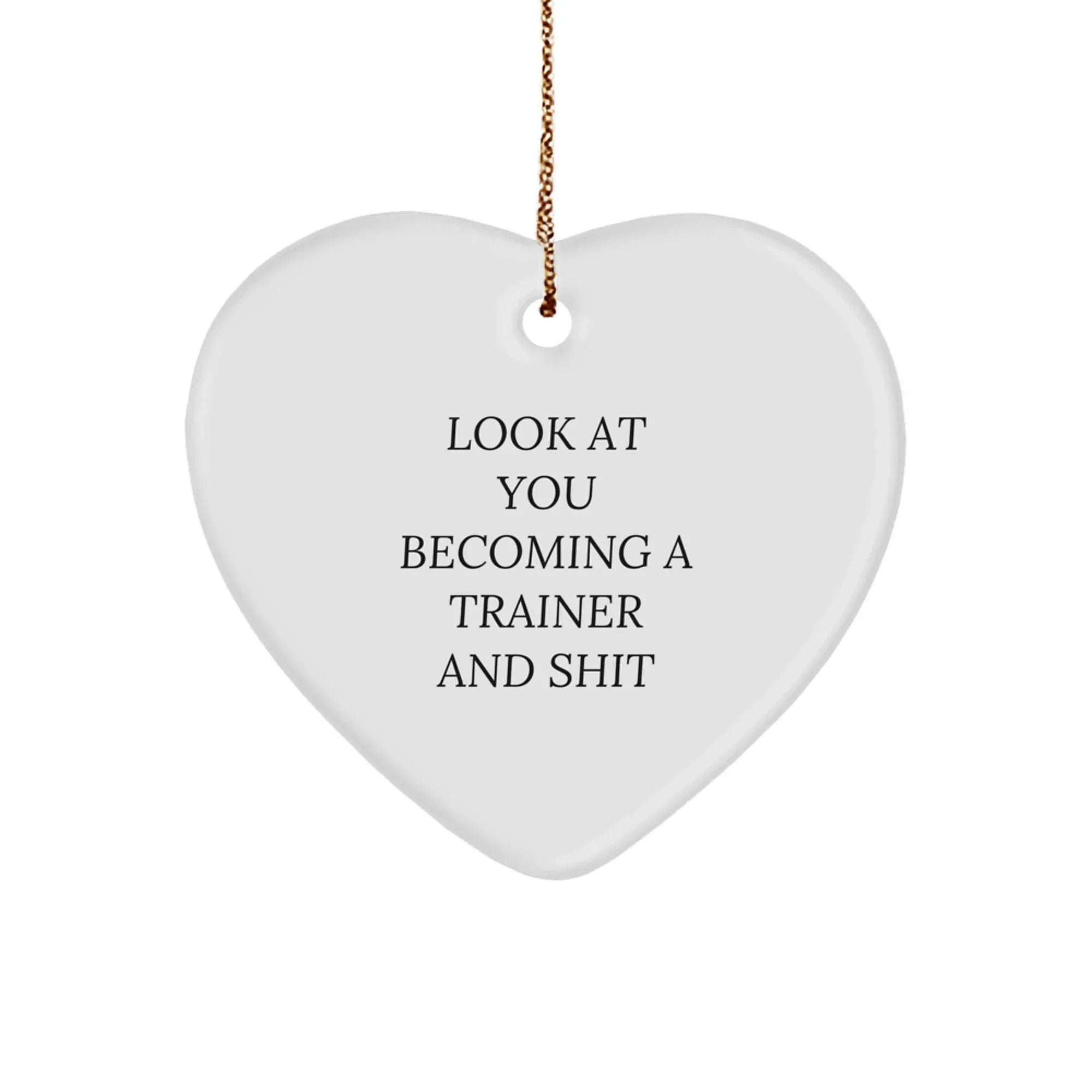 Funny Trainer Gifts from Friends and Family - Inspirational Heart Ornament with Quote 'Look At You Becoming A Trainer And Shit' for Christmas Unique Gifts for Trainers