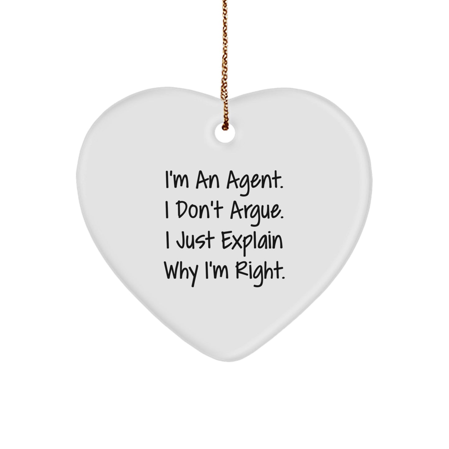 Funny Agent Heart Ornament Gifts from Friends, Family, Coworkers for Agent Men, Women, Christmas Unique Tokens - Image 1