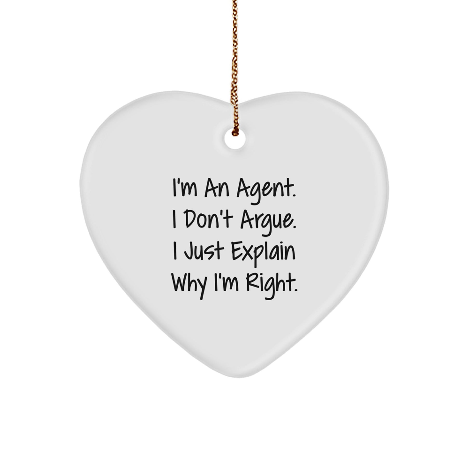 Funny Agent Heart Ornament Gifts from Friends, Family, Coworkers for Agent Men, Women, Christmas Unique Tokens - Image 1