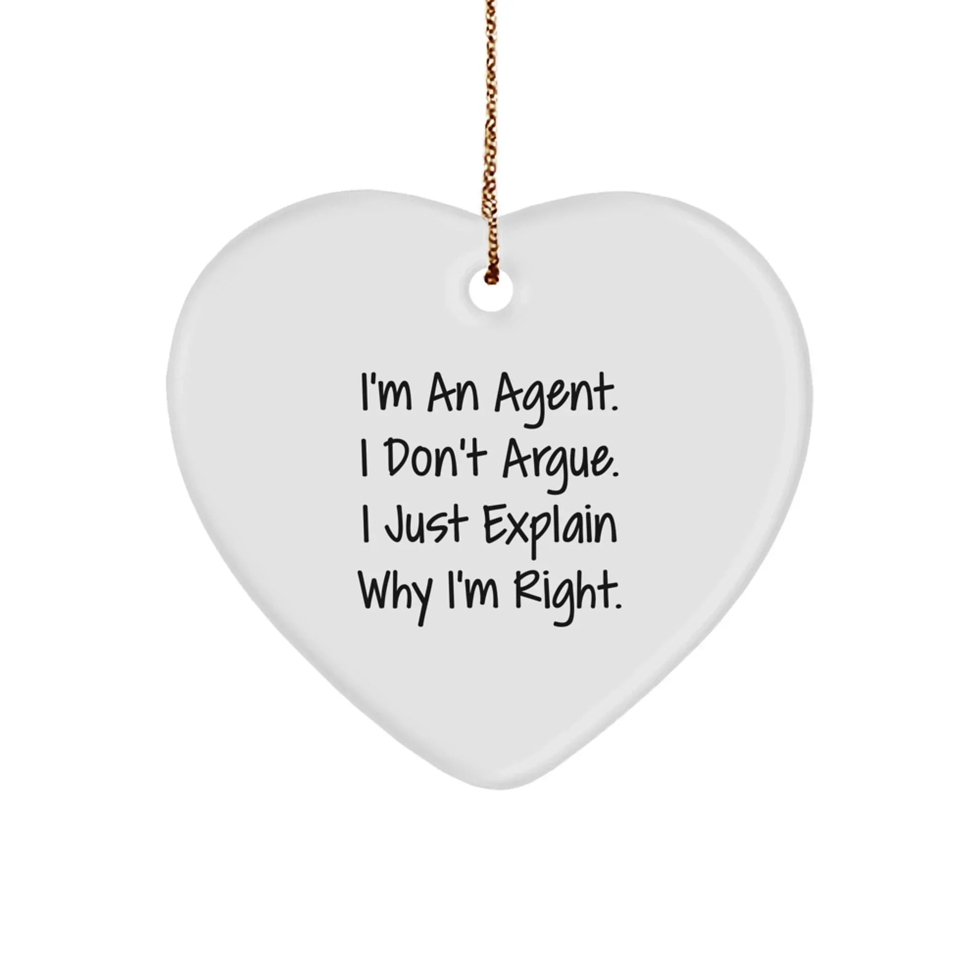 Funny Agent Heart Ornament Gifts from Friends, Family, Coworkers for Agent Men, Women, Christmas Unique Tokens