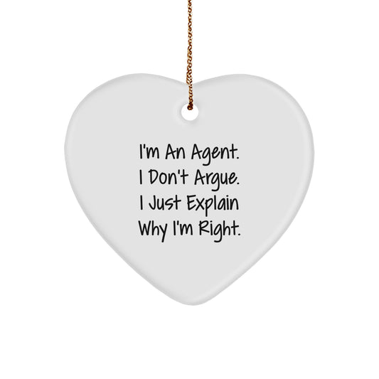 Funny Agent Heart Ornament Gifts from Friends, Family, Coworkers for Agent Men, Women, Christmas Unique Tokens - Image 1