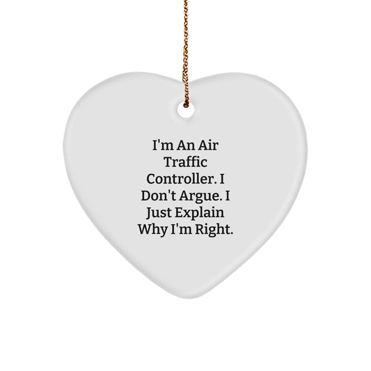 Funny Air Traffic Controller Heart Ornament Gifts from Men to Air Traffic Controller Friends for Christmas Unique Gifts - Image 1