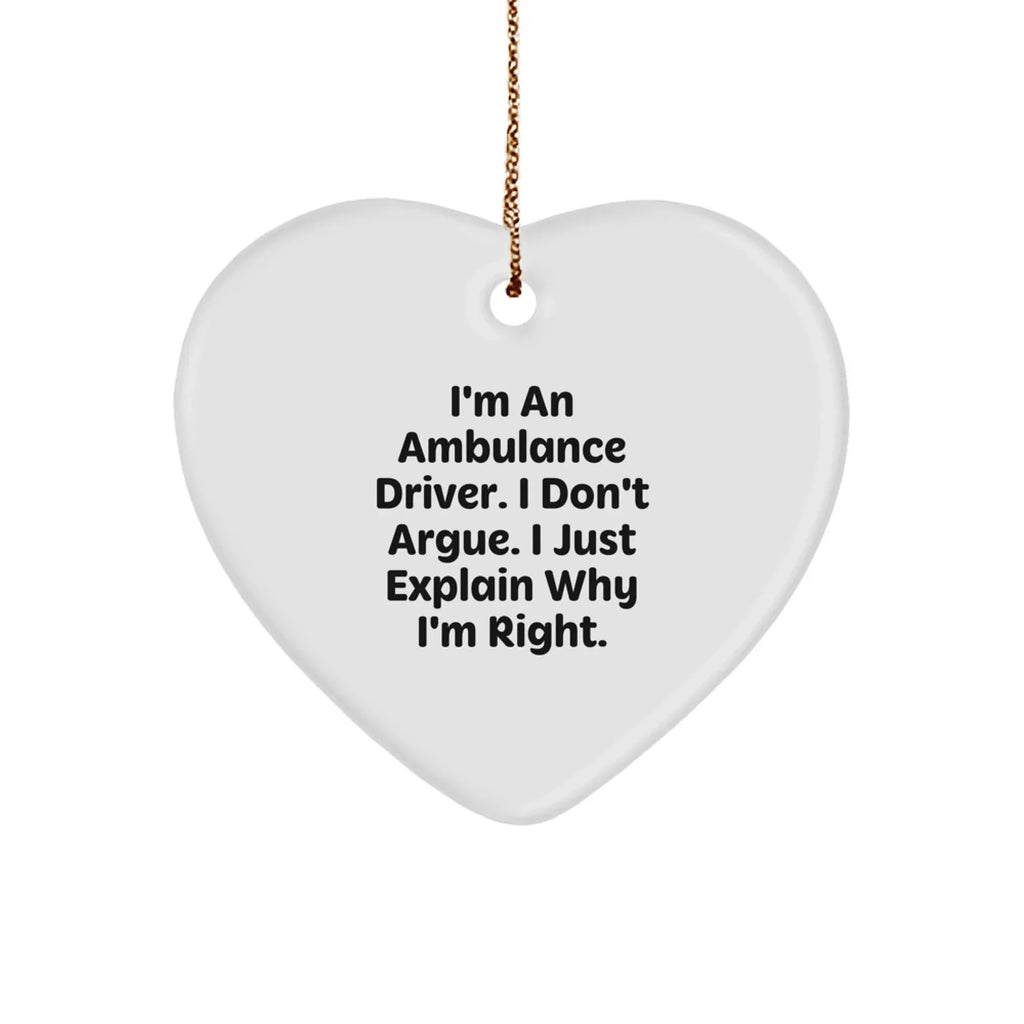 Funny Ambulance Driver Gifts for Men Funny Ambulance Driver Heart Ornament Gifts from Friends