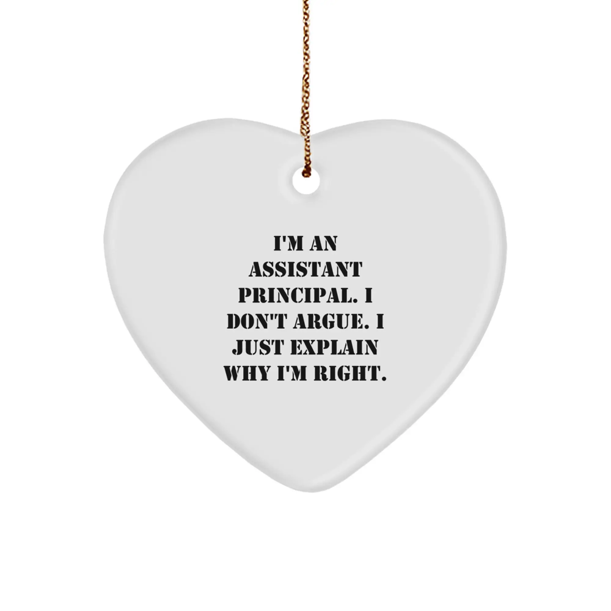 Funny Assistant Principal Gifts from Men to Associate Principals for Christmas Unique Heart Ornament with Inspirational Quote - Image 1