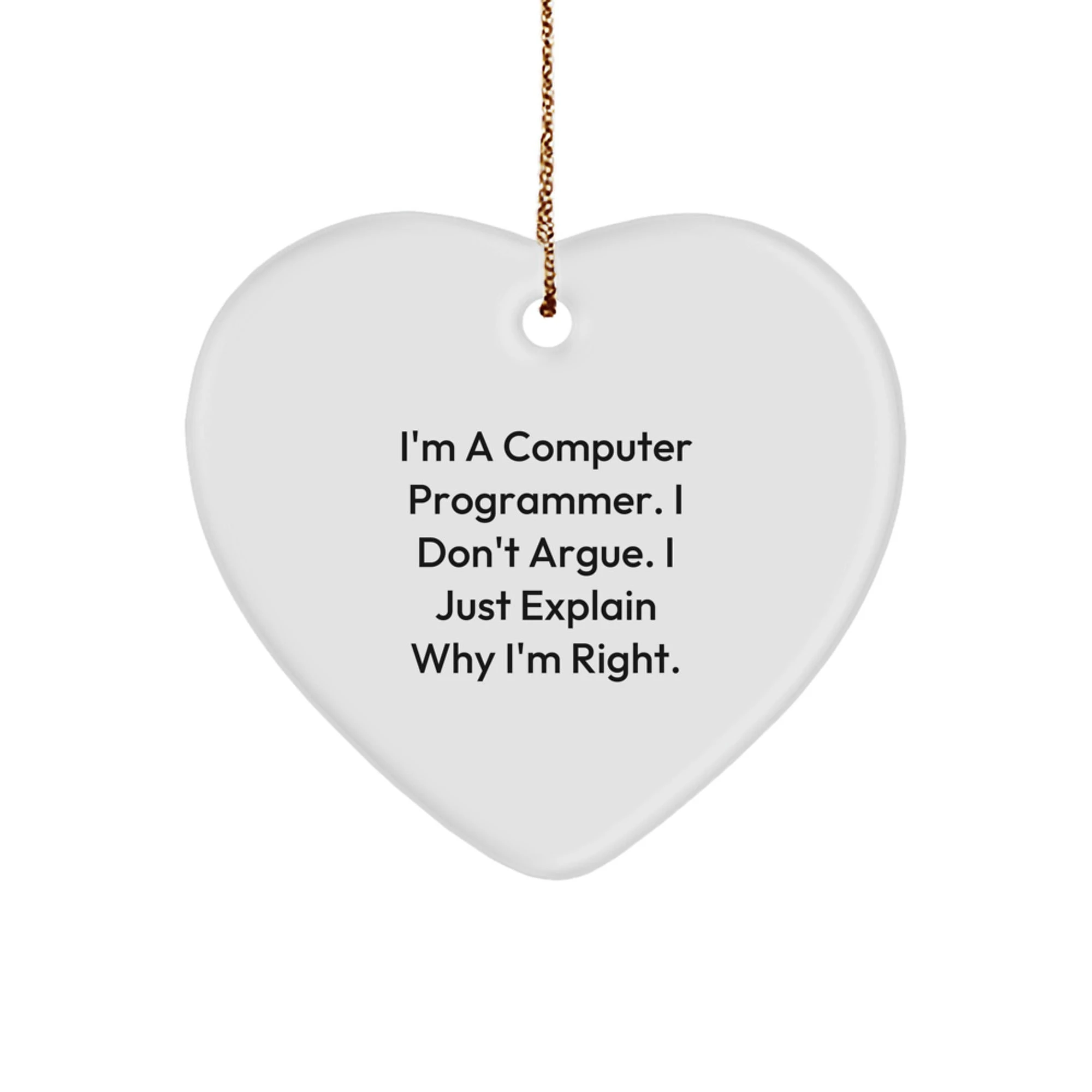 Funny Computer Programmer Heart Ornament Gifts for Men from Coworkers, Friends and Family on Christmas Unique Gifts