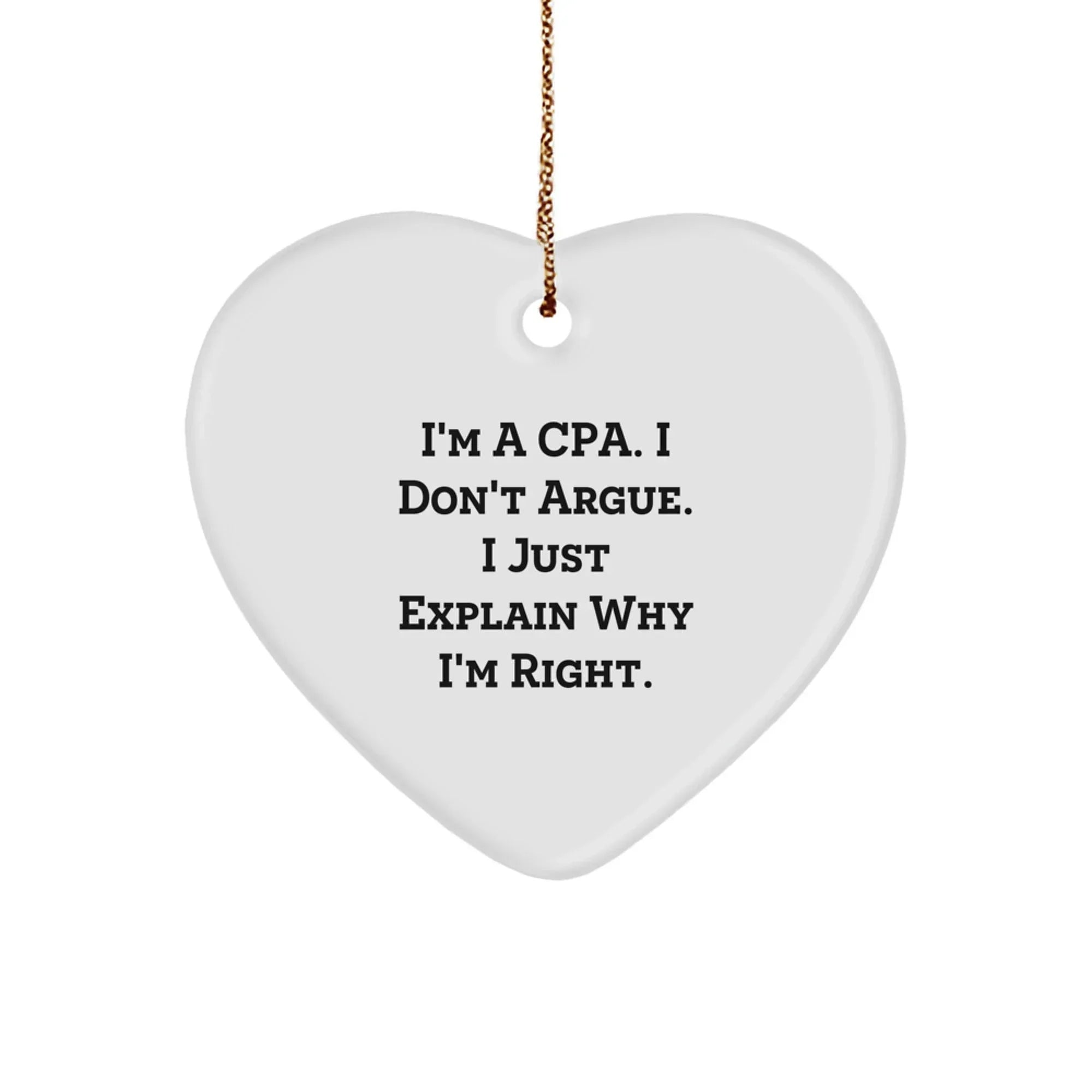 Funny CPA Gifts from Men to Friends - Heart Ornament for Christmas Unique Gifts